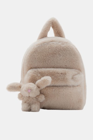 Sac à dos en fausse fourrure lapin - Beige