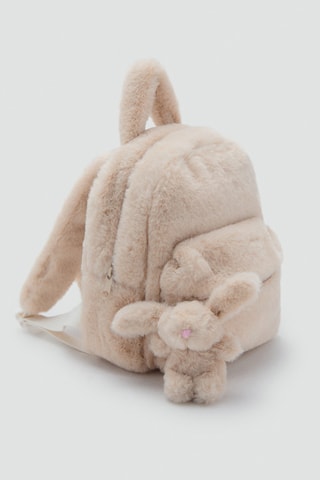 Sac à dos en fausse fourrure lapin - Beige