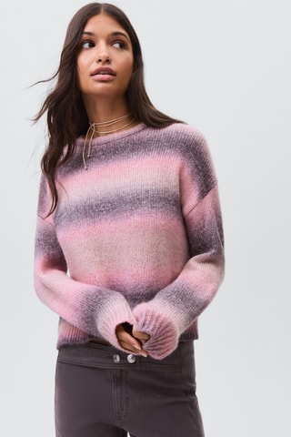 Pull-over maille multicolore - Rose clair