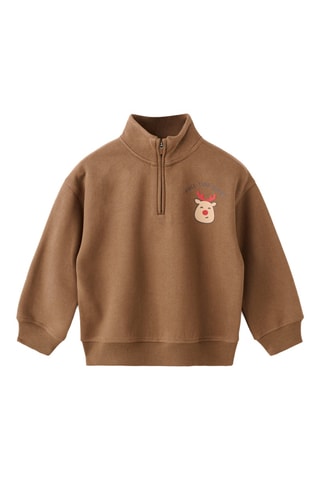 Sweat-shirt imprimé relief - Camel