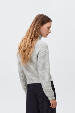 Pull-over maille col montant - Gris clair