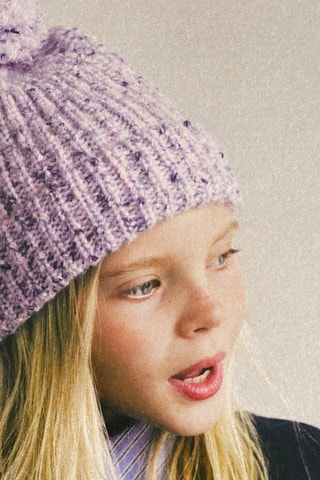 Bonnet chiné à pompon - Violet