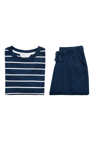 Pyjama long à rayures - Bleu marine