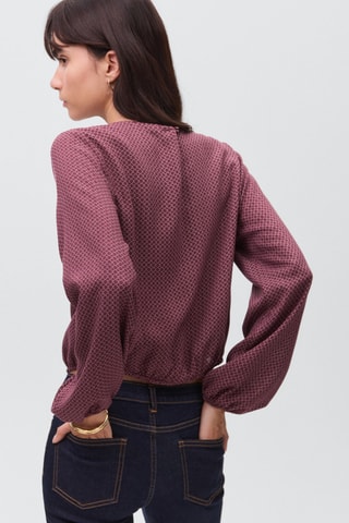 Blouse bouffante à nœud - Rouge