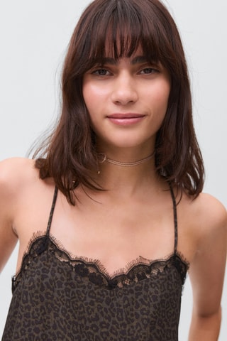 Top lingerie léopard - Marron