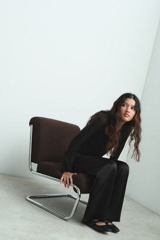 Pantalon fluide satiné - Noir