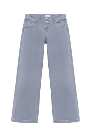 Jean taille basse à clous - Bleu