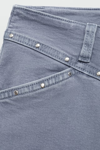 Jean taille basse à clous - Bleu