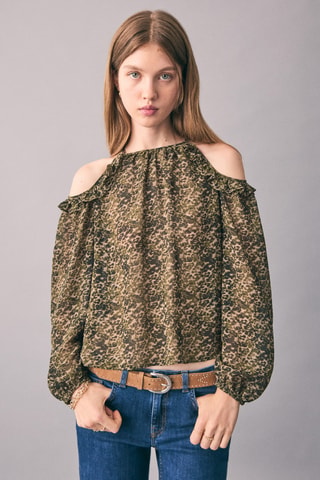Robe imprimée cut-out - Kaki