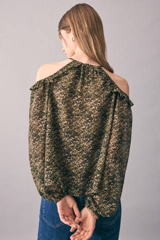 Robe imprimée cut-out - Kaki