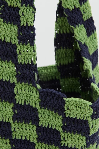 Sac crochet carreaux - Bleu