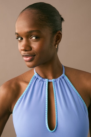 Maillot de bain à emmanchures américaines - Bleu