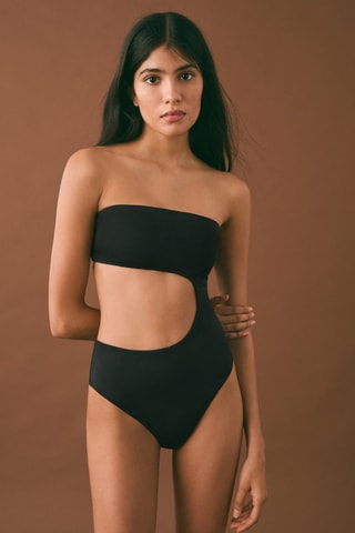 Maillot de bain asymétrique ouverture - Noir