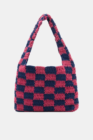 Sac crochet carreaux - Fuchsia