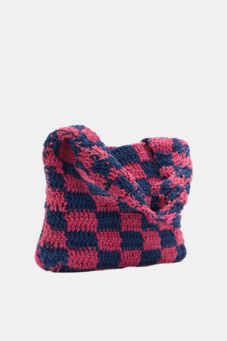 Sac crochet carreaux - Fuchsia
