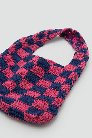 Sac crochet carreaux - Fuchsia