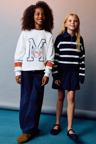 Sweat-shirt coton imprimé - Blanc