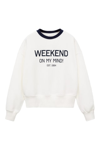 Sweat-shirt coton détails brodés - Blanc