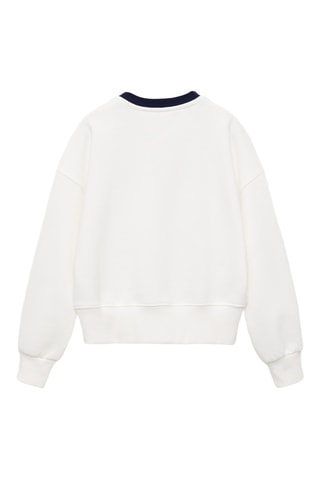 Sweat-shirt coton détails brodés - Blanc