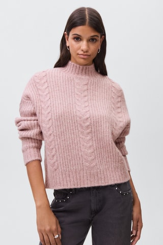 Pull-over maille texturé - Rose clair
