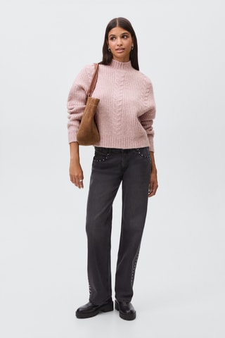 Pull-over maille texturé - Rose clair