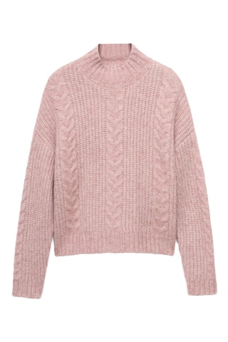 Pull-over maille texturé - Rose clair