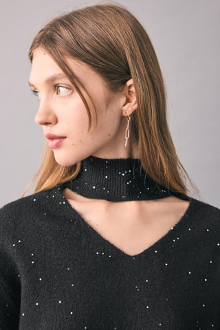 Pull-over maille sequins - Noir
