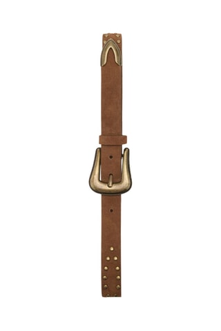 Ceinture cuir rivets - Marron