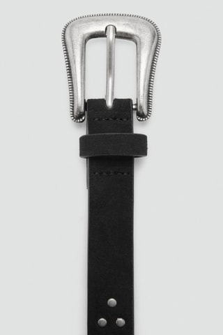 Ceinture cuir rivets - Noir