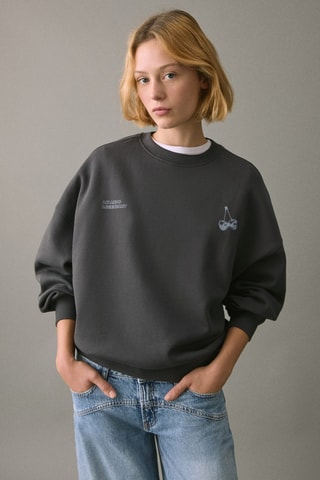 Sweat-shirt coton imprimé - Anthracite