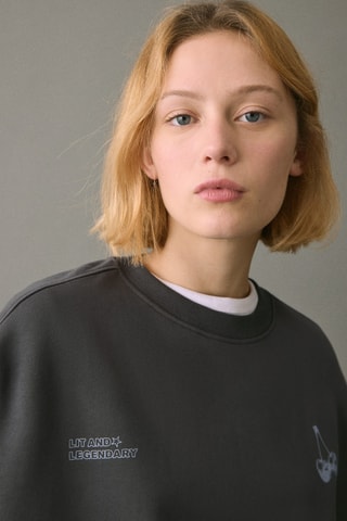 Sweat-shirt coton imprimé - Anthracite