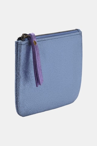 Porte-monnaie cuir métallisé - Bleu
