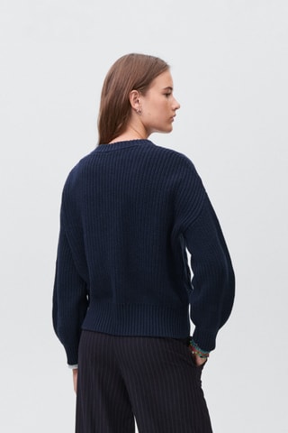 Pull-over maille tressée - Bleu marine
