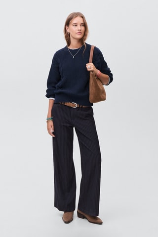 Pull-over maille tressée - Bleu marine