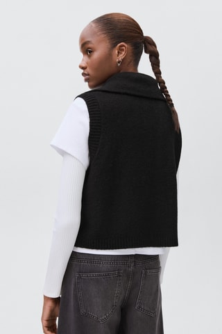 Gilet maille col montant - Noir