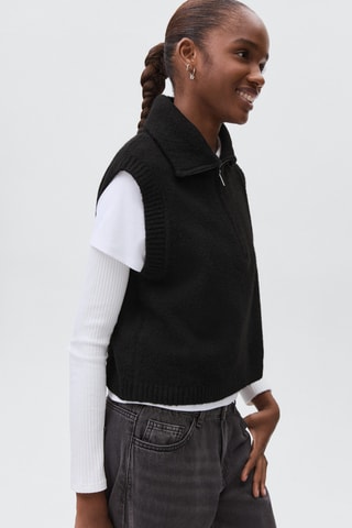 Gilet maille col montant - Noir