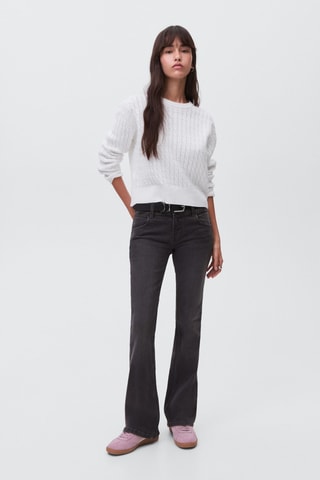 Pull-over maille tressée - Blanc
