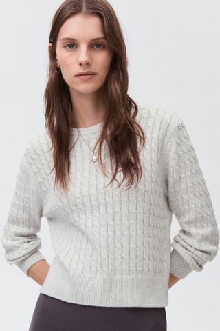 Pull-over maille tressée - Gris