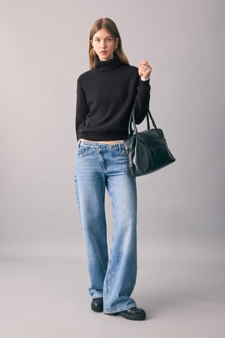 Pull-over maille col montant - Noir