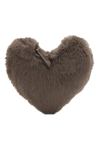 Sac en forme de cœur effet fourrure - Marron