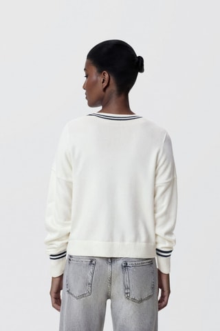 Pull-over en maille à rayures - Blanc