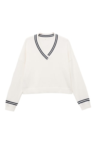 Pull-over en maille à rayures - Blanc