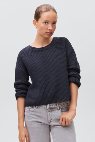 Pull-over maille oversize - Bleu marine