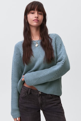 Pull-over maille oversize - Bleu