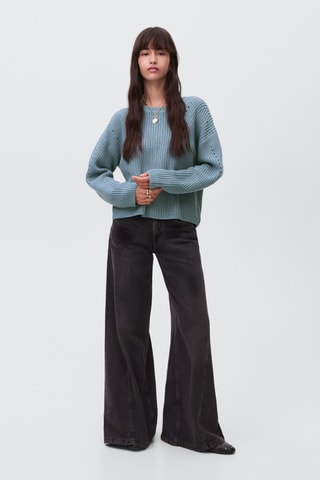 Pull-over maille oversize - Bleu