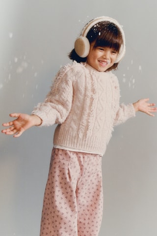 Pull-over maille tressée - Rose
