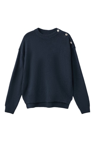 Pull-over maille détail boutons - Bleu marine