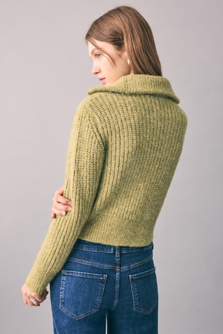 Pull-over maille col montant - Vert clair