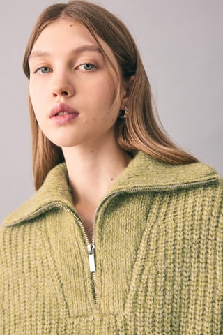 Pull-over maille col montant - Vert clair