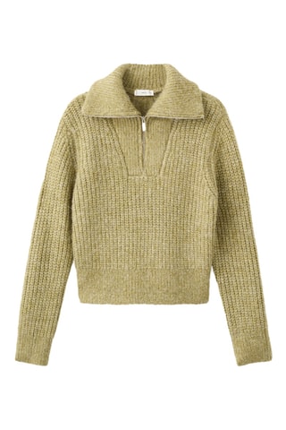 Pull-over maille col montant - Vert clair